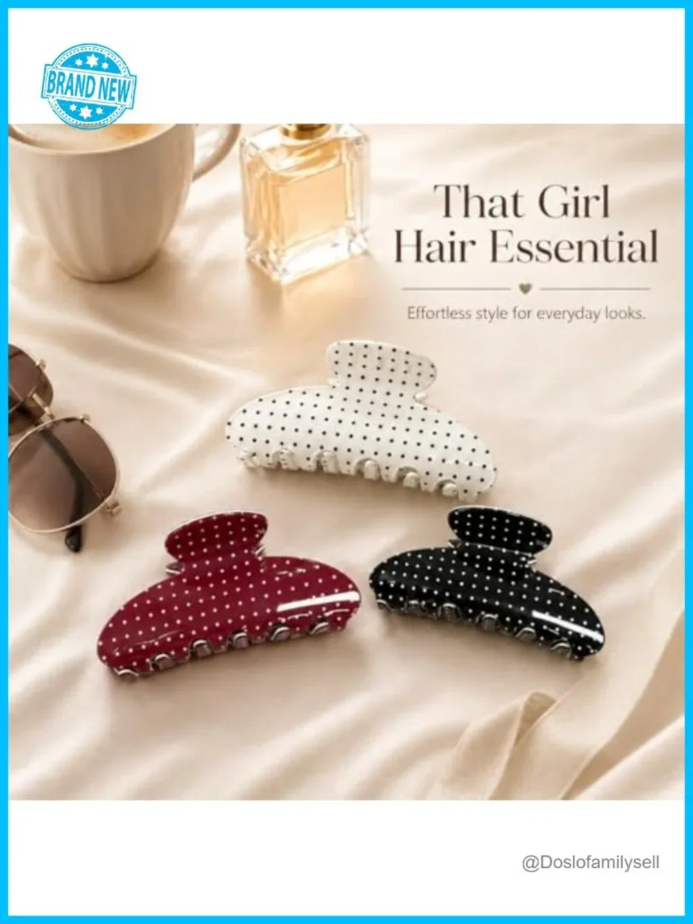 Polka Dot Hair Claws - Strong Non-Slip Hold, Acrylic Hair Accessories for Women